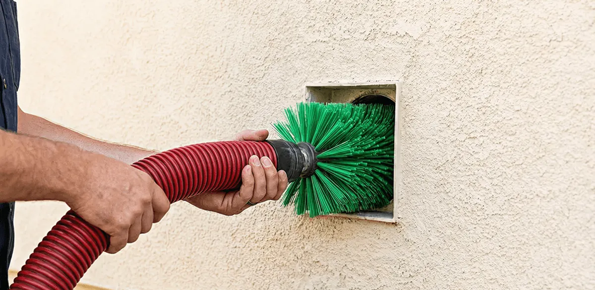 Air duct cleaning brush removing debris from a vent opening in Memphis, TN